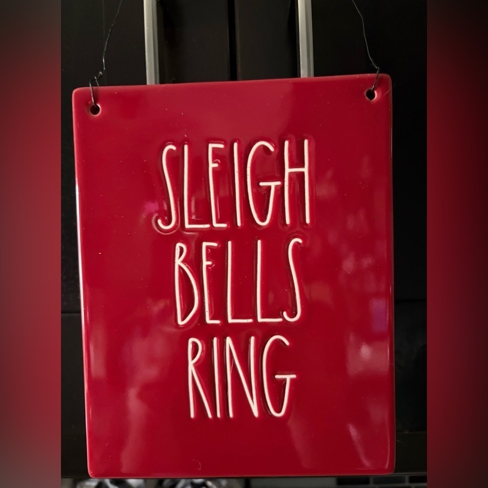 Rae Dunn Red Sleigh Bells Ring Sign